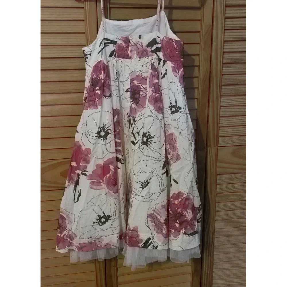 Baby Gap 5t‎ With Coral Floral 100% Cotton Voile Layered Bibbed A-Line Sun Dress
